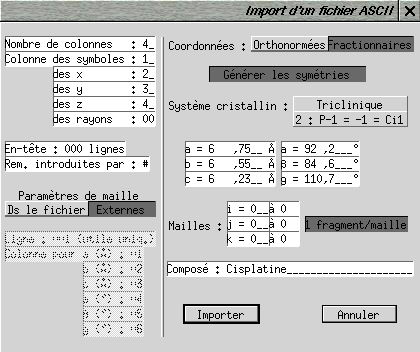 import ASCII d'une structure