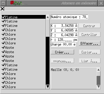 liste des atomes